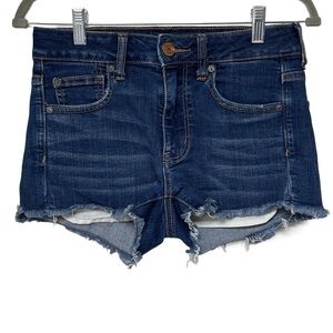{American Eagle} "Hi Rise Shortie" Bootie Micro Mini Stretch Denim Shorts